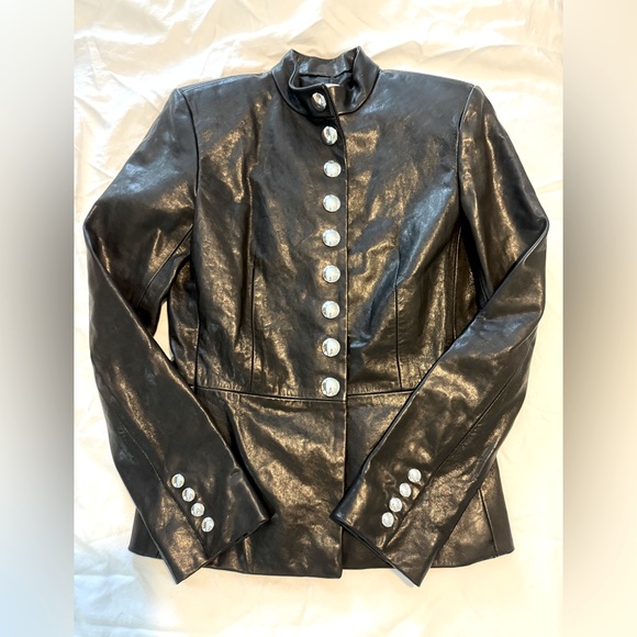 KHAITE Jackets & Blazers - KHAITE Black Leather Jacket with Silver Buttons